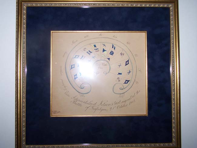 A RARE water color and ink depiction of Nelson's Last Signal at the Battle of Trafalgar drawn by Rear Admiral Herbert in 1866. — image 2